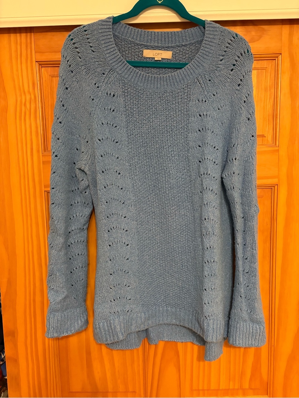 LOFT Powder Blue Pointelle Crewneck Sweater